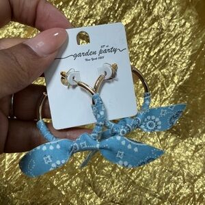 Blue Bandana Hoop Earrings Boho | Western Trendy Statement Hoop Earrings